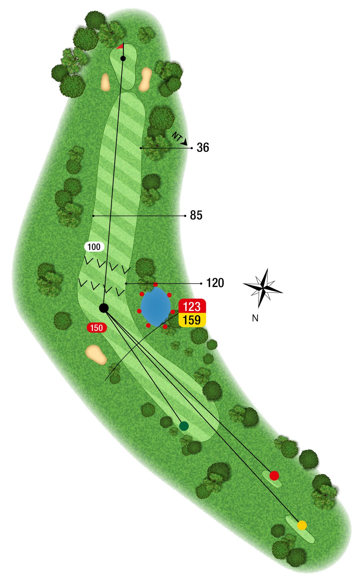 Karte und Anlagenprofil der Golfbahn 02 auf der Golfanlage Allgäuer Golf- und Landclub e.V. Ottobeuren